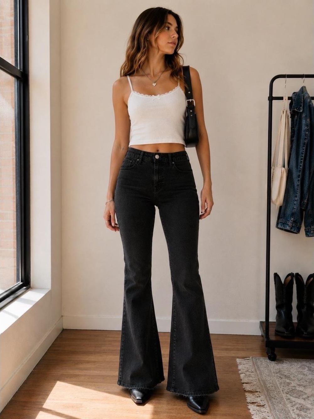 Seven7 Jeans Slim Flare Black Jeans